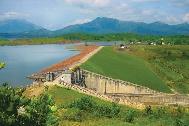 Banasura Sagar Dam with hills and reservoir